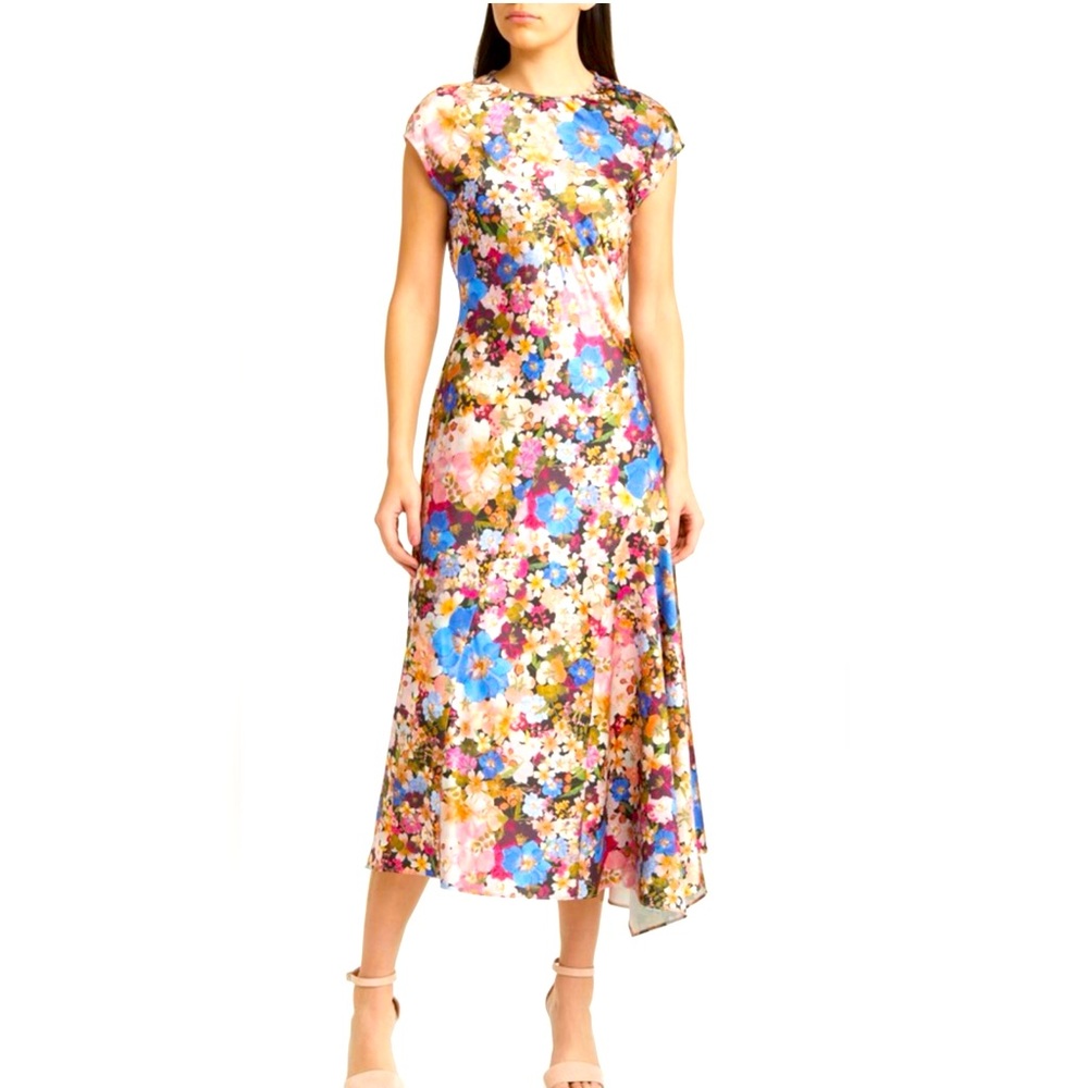 Ted Baker Slanno Asymmetric Sleeveless MIDI Dress- size 3 (8 US)
